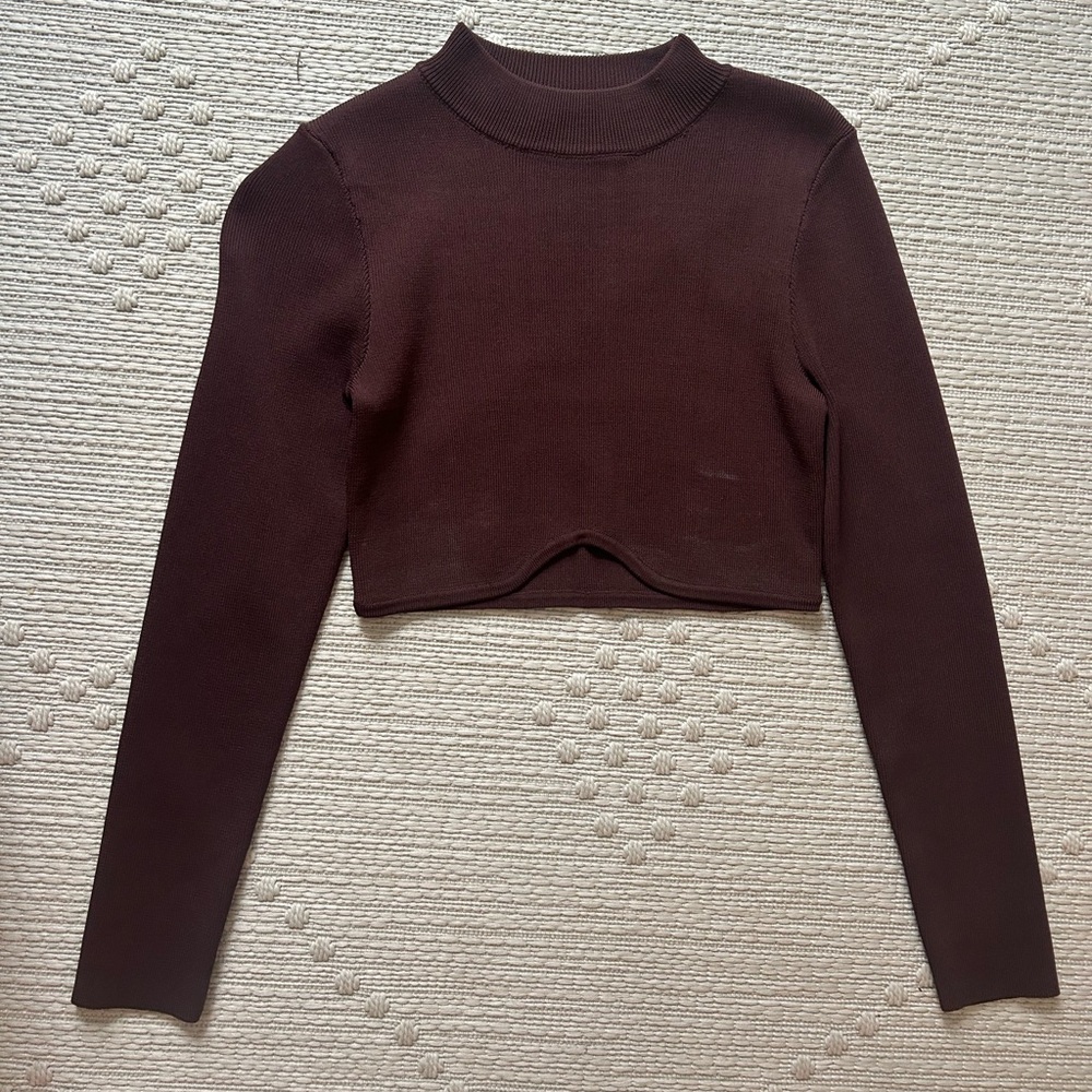 Oliviaceous Brown Cropped Sweater